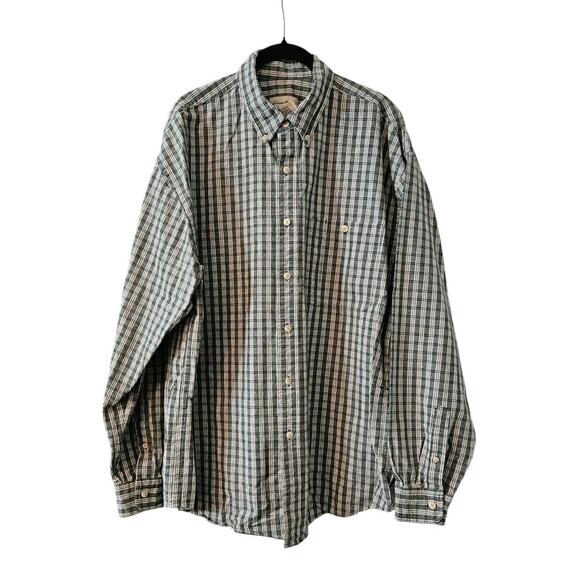 Eddie Bauer Other - Eddie Bauer Mens XL Green White Plaid Button Down Shirt Button Down Collar